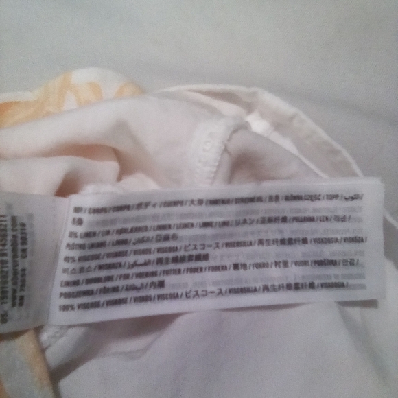 Abercrombie & Fitch Peach Cream Tree Floral Smocked Front Pocket Dress Size LT - Picture 6 of 8